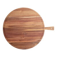Acopa 22 inch Round XL Acacia Wood Serving Board with 5 inch Handle
