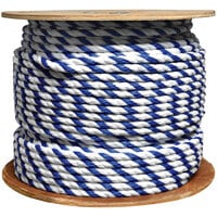 Kemp USA Premium 3/8" x 600' Royal Blue and White Polypropylene Rope 10-234-ROY/WHT-3/8