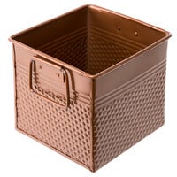 American Metalcraft BEVC655 3.375 Qt. 1/6 Size Hammered Copper-Plated Stainless Steel Square Beverage Tub - 6 1/4" x 5 3/4" x 5 3/4"
