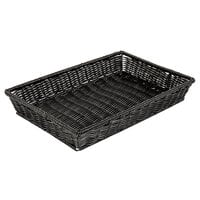 GET WB-1553-BK Designer Polyweave 16 1/4" x 11" x 2 1/2" Black Rectangular Plastic Basket