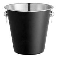 Acopa 4 Qt. Smooth Black Stainless Steel Wine / Champagne Bucket