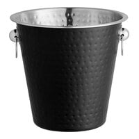 Acopa 4 Qt. Hammered Black Stainless Steel Wine / Champagne Bucket