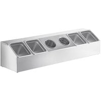 ServSense Large Stainless Steel Hotel Pan Organizer Set with (4) 1/6 Size Pans and (2) Flatware Cylinders