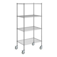 Steelton 24" x 36" NSF Chrome 4-Shelf Kit with 72" Posts and Casters