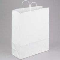 Duro 16" x 6" x 19" Towner White Paper Shopping Bag with Handles - 200/Bundle