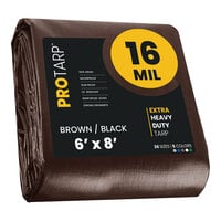 ProTarp Brown / Black Extra Heavy-Duty Weatherproof 16 Mil Poly Tarp with Reinforced Edges
