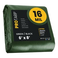 ProTarp Green / Black Extra Heavy-Duty Weatherproof 16 Mil Poly Tarp with Reinforced Edges