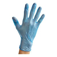 Noble Products Powder-Free Disposable Blue Vinyl Gloves for Foodservice - Large - 1000/Case