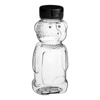 8 oz. (12 oz. Honey Weight) Bear PET Honey Bottle Kit with Black Flip Top Lid with Pressure Liner