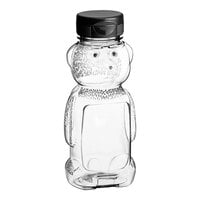 8 oz. (12 oz. Honey Weight) Bear PET Honey Bottle with Black Dispensing Cap with Heat Induction Seal Liner