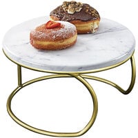 Cal-Mil Heritage 12" x 6" Round Gold / White Marble Display Riser