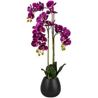 LCG Sales 32" Artificial Fuchsia Orchid in Black Ceramic Pot