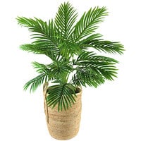 LCG Sales 42" Artificial Areca Palm Tree in Deco Boho Basket with Handles