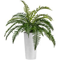 LCG Sales 36" Artificial Fern Plant in White Ribbed Metal Planter