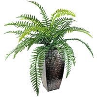 LCG Sales 36" Artificial River Fern Plant in Embossed Copper Metal Planter