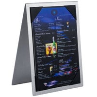 Menu Solutions MTDBL-57 Alumitique Two View Brushed Aluminum Menu Tent with Picture Corners - 5" x 7"