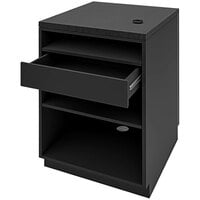 Econoco 24" x 26" x 42 3/8" Black Cash Wrap Retail Counter with Drawer and 2 Shelves