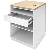 Econoco 24" x 26" x 42 3/8" White / Oak Cash Wrap Retail Counter with Drawer and 2 Shelves