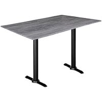 Holland Bar Stool EuroSlim 32" x 48" Greystone Indoor / Outdoor Table with End Column Base