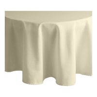 Intedge Round Ivory 100% Polyester Hemmed Cloth Table Cover