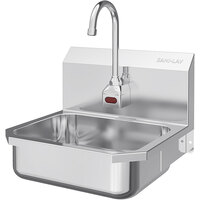 Sani-Lav ES2-605L 16" x 15 1/2" Wall-Mounted Hands-Free Sink with 1 AC-Powered Sensor Faucet