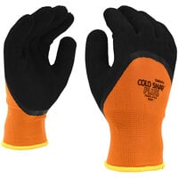 Cordova Cold Snap Plus Hi-Vis Orange Latex Thermal Gloves with Black Crinkle Latex 3/4 Palm Coating - Pair