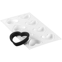 Silikomart KIT TART RING AMORE 8 Compartment Heart-Shaped Silicone Baking Mold - 2 1/2" x 2 1/4" Cavities with (8) 3 1/4" x 2 3/4" Heart Tart Rings