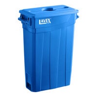 Lavex Pro 23 Gallon Blue Slim Rectangular Recycling Bin with Blue Mixed Recycling Lid