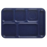 Cambro BCT1014186 Budget Right Handed ABS Plastic Navy Blue 6 Compartment Serving Tray - 24/Case