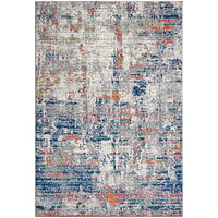 Abani Casa Collection Gray / Blue Contemporary Abstract Distressed Area Rug