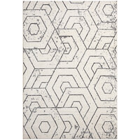 Abani Casa Collection Gray / Cream Contemporary Distressed Geometric Hexagon Area Rug