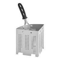 Vollrath Wear-Ever 3 Qt. Perforated Stainless Steel Wedge Inset with Black Silicone Handle 682114B