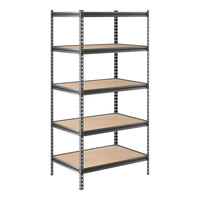 Lavex 24" x 36" Black Z-Beam 5-Shelf Boltless Double Rivet Particleboard Shelving Unit with 72" Uprights
