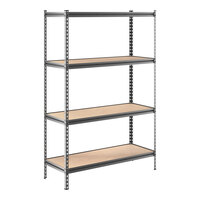 Lavex 18" x 48" Black Z-Beam 4-Shelf Boltless Double Rivet Particleboard Shelving Unit with 72" Uprights
