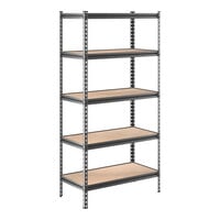 Lavex 18" x 36" Black Z-Beam 5-Shelf Boltless Double Rivet Particleboard Shelving Unit with 72" Uprights