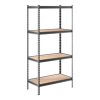 Lavex 18" x 36" Black Z-Beam 4-Shelf Boltless Double Rivet Particleboard Shelving Unit with 72" Uprights