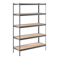 Lavex 18" x 48" Black Z-Beam 5-Shelf Boltless Double Rivet Particleboard Shelving Unit with 72" Uprights