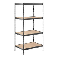 Lavex 24" x 36" Black Z-Beam 4-Shelf Boltless Double Rivet Particleboard Shelving Unit with 72" Uprights