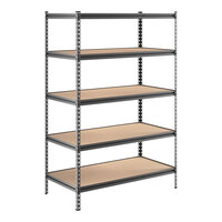 Lavex 24" x 48" Black Z-Beam 5-Shelf Boltless Double Rivet Particleboard Shelving Unit with 72" Uprights