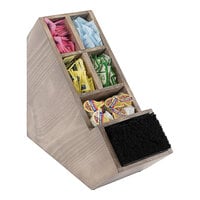 Cal-Mil Aspen Gray-Washed Pine Wood Stir-Stick / Condiment Display with Removable Dividers 2052-110 - 13" x 6" x 15"