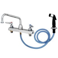 T&S B-1172-07 Deck Mounted Workboard Faucet with Self-Closing Spray Valve and 8" Centers - 8" Swing Nozzle