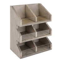 Cal-Mil Aspen 3-Tier 6-Section Gray-Washed Pine Wood Condiment Organizer - 11" x 7" x 16"