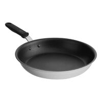 Vollrath Tribute 12" Tri-Ply Stainless Steel Non-Stick Fry Pan with CeramiGuard II Coating and Black Silicone Handle 692412