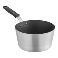 Vollrath Wear-Ever 4.5 Qt. Tapered Non-Stick Aluminum Sauce Pan with SteelCoat x3 and Black Silicone Handle 692345