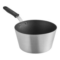 Vollrath Wear-Ever 5.5 Qt. Tapered Non-Stick Aluminum Sauce Pan with SteelCoat x3 and Black Silicone Handle 692355