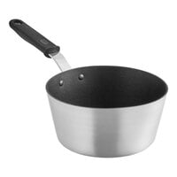 Vollrath Wear-Ever 3.75 Qt. Tapered Non-Stick Aluminum Sauce Pan with SteelCoat x3 and Black Silicone Handle 6923375