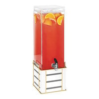 Cal-Mil Empire 3 Gallon Square Beverage Dispenser with Ice Chamber and White / Gold Metal Base 22090-3-15