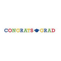 Creative Converting 6" x 96" Hats Off Grad Shaped Banner with Twine - 12/Case