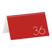 Cal-Mil 5" x 3" Red / White Number Table Tents - 26 to 50
