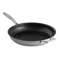 Vigor SS3 Series 14" Tri-Ply Stainless Steel Non-Stick Fry Pan with Helper Handle and Excalibur Coating
